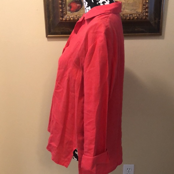 🌺Eileen Fisher Linen button down cuff sleeved, collared shirt / cardigan - Picture 2 of 9